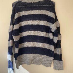 Zara Navy and Gray Striped Sweater